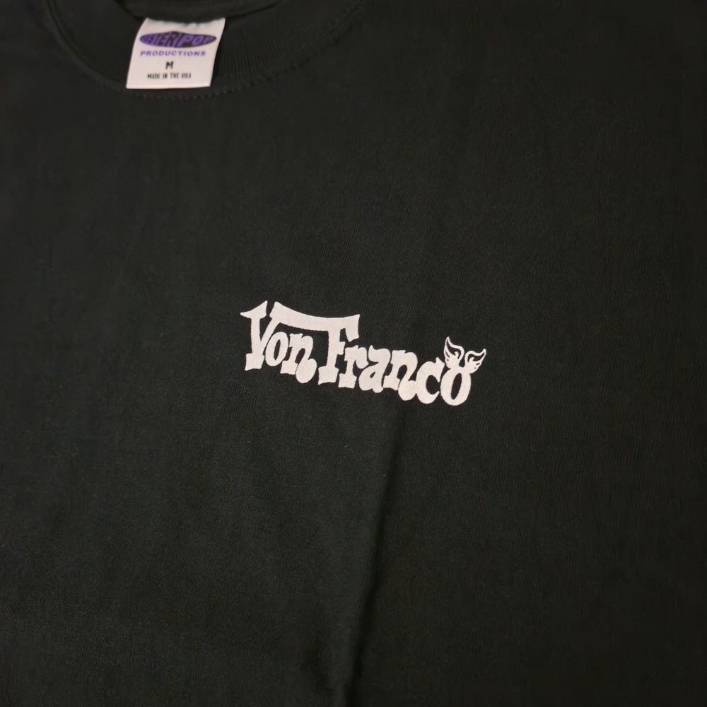 Vtg Von Franco T-Shirt Poster Pop Productions Cycle Skull Hot Rod Art Mens M USA - Picture 5 of 6